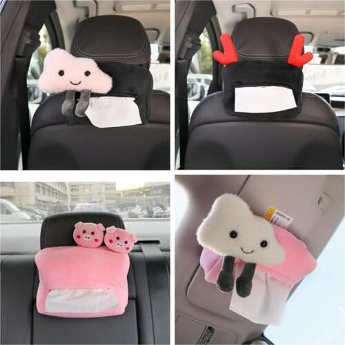 1pc 19cm cartoon cloud deer plush armrest box paper towel case sun visor backseat Vehicle tissue box stuffed toy gift