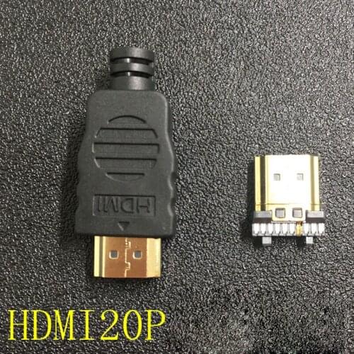 10sets/lot 2 in 1 HDMI 20P Male Jack with plastic shell connector bonding wire type
