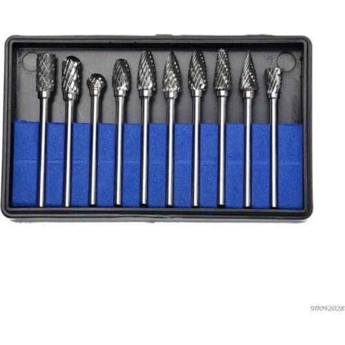 10pcs Cemented Carbide Rotary File 6mm Tungsten Carbide Carving Polishing Drill Bit for Metal Wood Grinding Woodworking Dropship