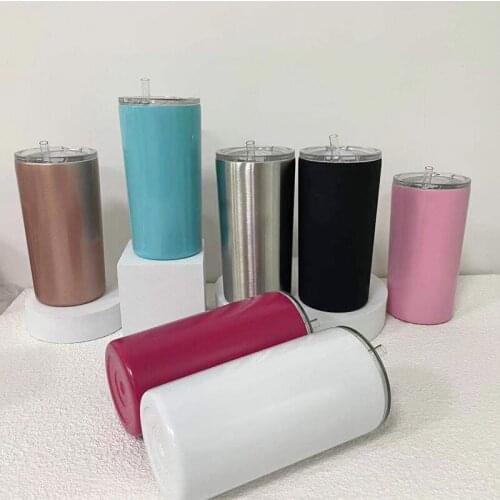 12oz Skinny Tumbler Cups Double Wall Stainless Steel Vacuum Insulated Straight Cups Beer Coffee Mugs With Straws And Lids