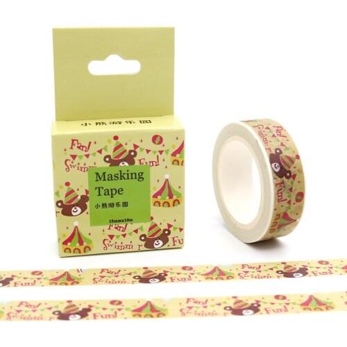 15mm*10m Box Package Kawaii Bear Amusement Park Washi Tape Masking Tape Decorative Scrapbooking Adhesive DIY Sticker Label Tape