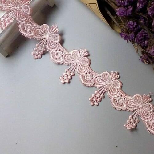 2 Yard Pink Vintage Bowknot Butterfly Lace Embroidered Lace Trim Ribbon Applique Handmade DIY Sewing Supplies Craft Decoration