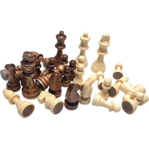 32pcs Premium Wood Medieval Chess Pieces Entertainment Tournament Chessmen Replacement Chess Game Pawns Board Game