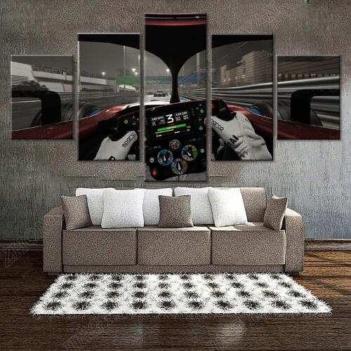 5pcs F1 2020 Racing Video Games Canvas Poster Pictures Decorative Art Wall Painting For Interior Living Room Boy Bedroom Wall De