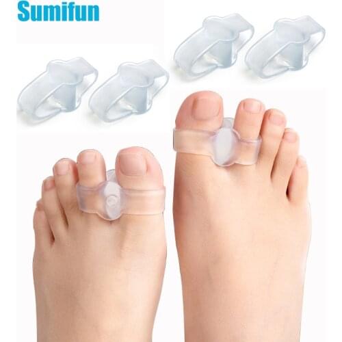 2Pcs Thumb Valgus Corrrctor Toe Separator Spacers Silicone Gel Two Hole Foot Fingers Protector Corrector Pedicure Foot Care Tool