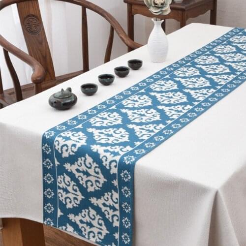 American High Quality Table Runners Blue Yellow New Chinese Style Table Flag Modern Wedding Party Table Cover Decoration