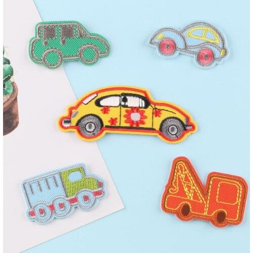 Cars Patches for Clothing Jacket Sewing Applique Stickers Cartoon Train DIY Stripes Iron On Embroidery Patches Badges