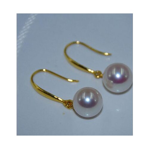 Free shipping luxury Noble jewelry Genuine charming pair of12mm natural round south sea white round pearl earring