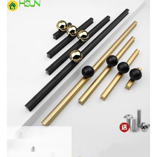 Zinc Handles Modern Alloy Gold Cabinet and Black Cupboard Door Pulls Drawer Knobs Bedroom Door Long Furniture Handle Hardware