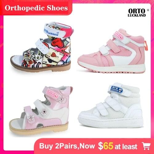 Toddler Girls Pink School Casual Shoes Kids Orthopedic Sneakers Adjustable Footwear For Children White Sport Sandals