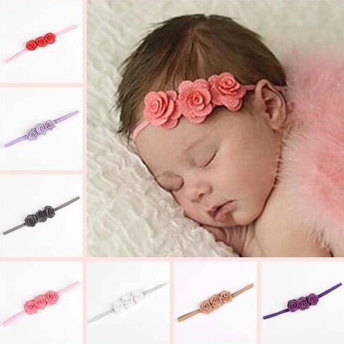 Baby Headbands Fashion Chic Mini Rose Flower Baby Girl Headband Newborn Rose Flowers Headwear Hair Accessories Photography props
