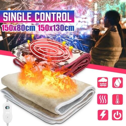 Flannel Electric Heated Blanket Heater Warmer Bedding Warm Bed & Double Control