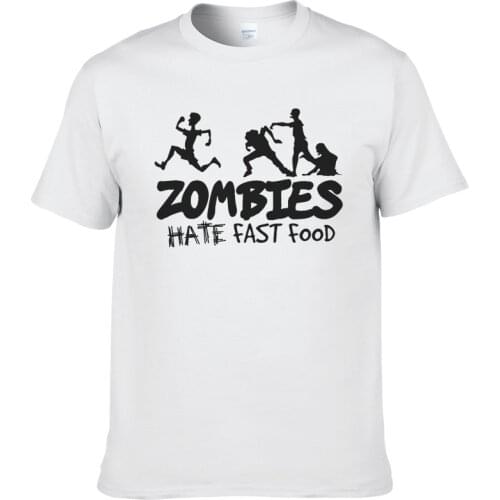 Zombies Hate Fast Food T Shirt Men Retro Graphic T-Shirt 2021 Vintage Harajuku Unisex Tops Cool Tees