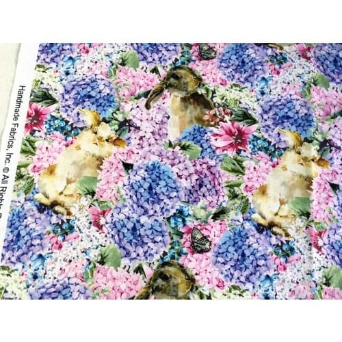 Flower Bunny Baby girl Cotton Fabric for DIY clothes, bibs, coated, bed sheets Cotton Cloth Home Decro