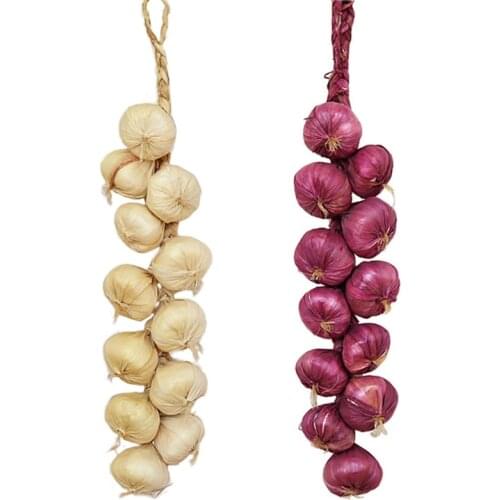 Simulation Artificial Vegetable Garlic String for Restaurant Hotel Decor Artificial Vegetable