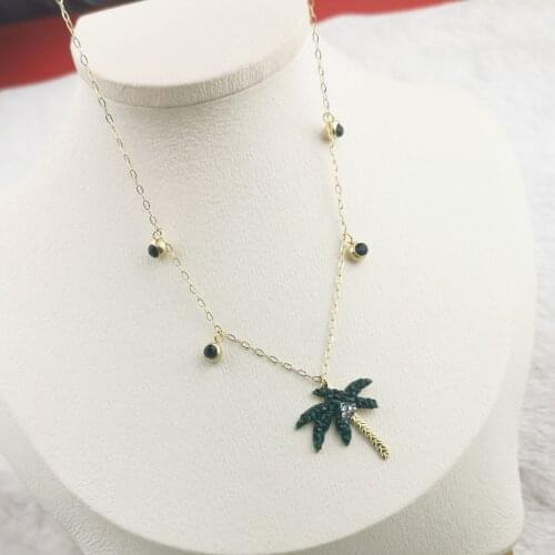 Coconut tree european and american classic women luxury leopard head necklace steel