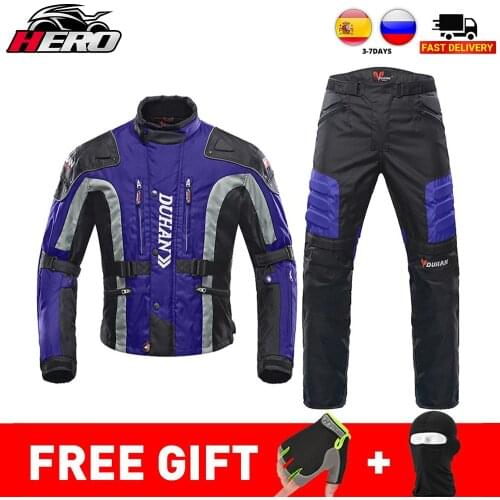 DUHAN Autumn Winter Cold-proof Moto Suit Touring Clothing Protective Gear Set Motorcycle Jacket Moto Protector Motorcycle Pants