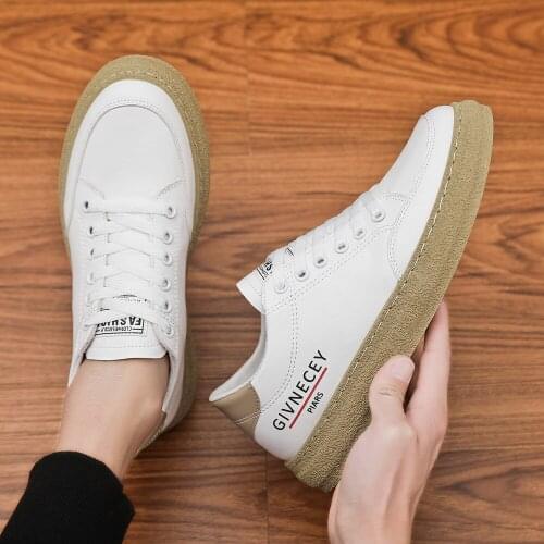 Retro small white shoes new fashion street shooting versatile mens shoes leather splicing leisure sports board shoes non slip s