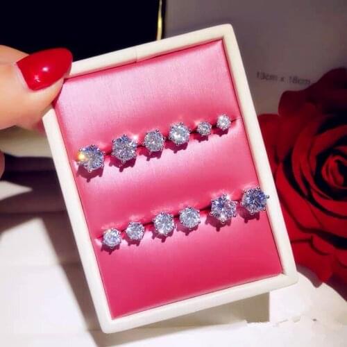 Fashion Super Bling CZ Tragus Cartilage Stainless Steel Ear Stud Crystal Zircon Earrings for Women Girls Piercing Jewelry