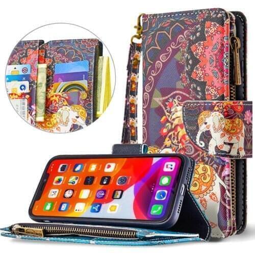 For Huawei Honor 10 Lite Fashion Painted Pattern Leather Case Lanyard Zipper Bag Wallet Card Holder Stand Mobile Phone Cover