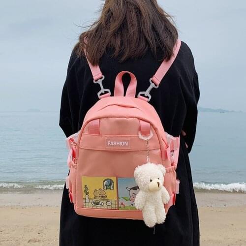 HOCODO Fashion Small Womens Backpack Solid Color Casual School Bag For Teenage Girls Cute Shoulder Bag Female Kawaii Backpack