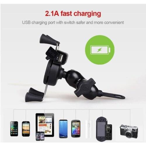 Motorcycle mobile phone holder USB charging stand motorcycle charger mobile phone holder for iphone Samsung Huawei