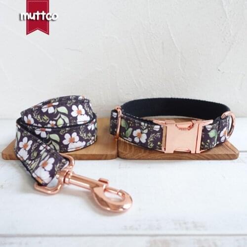 MUTTCO retailing fashion handmade soft stubborn with small flowers THE CHRYSANTHEMUM dog collars 5 sizes UDC044M