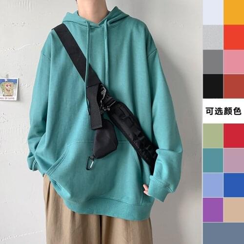 2020 Mens Solid Color Hooded Hoodies Cotton Casual Clothes Sweatshirts Fashion Trend Coats Cotton Pullover Large Size M-5XL