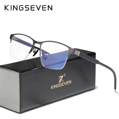 KINGSEVEN Pure Titanium Optical Glasses Frame Men 2020 Square Myopia Prescription Eyeglasses Male Metal Eyewear
