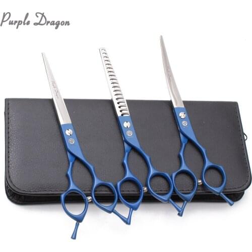 Suit 7.0" 19.5cm 440C Dog Grooming Scissors Animal Straight Shears Thinning Scissors Up Curved Shears Pet Scissors Add Bag Z3009