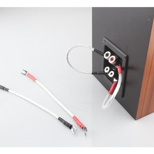 New Audiocrast Odin JUMPER LINKS 4 x 20cm HIFI Jumper Cable OFC Speaker Cable Pure Copper Spade Plugs to Spades