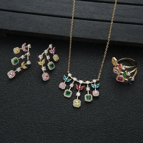 New design luxury AAA zircon round flower shape Earrings necklace set for women,high quality party/Wedding jewelry D1440