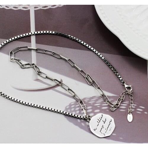 New Trend Geometric Pendant Asymmetric Necklace Carving Letters Charm Personality Jewelry For Women Party Punk Irregular Choker