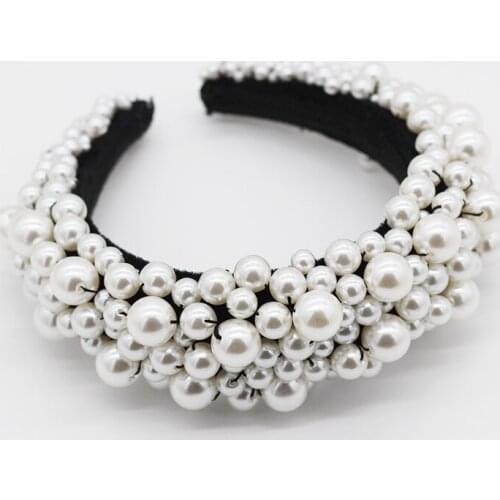Exaggerated sponge pearl hair band size pearl sponge headband female wide-brimmed fashion party headband hair 639