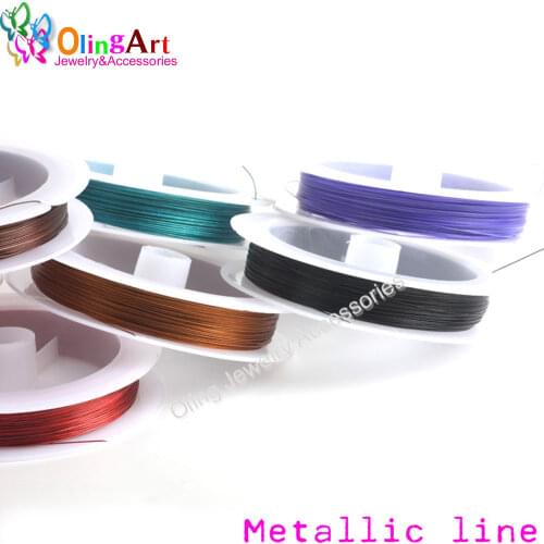OlingArt 1Roll/Lot 50m*0.45mm Enameled Tiger Tail Wire Ropes DIY Jewelry Making Accessories Line,Multiple Colour