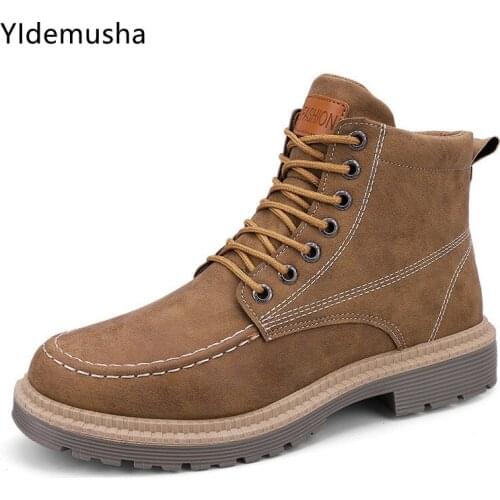 Autumn Winter Boots Men Comfy Lace-up PU Leather Durable Outsole Fashion Shoes Men Causal boots High Quality Leather Men Boots