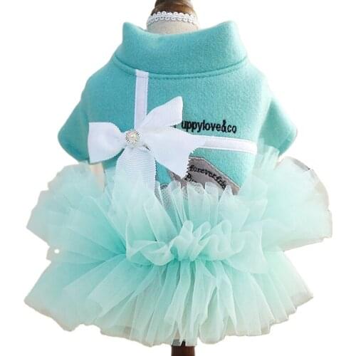Autumn Warm Dog Clothes Bowknot Tutu Dog Dresses Cat Pet Clothing Teddy Poodle Chihuahua Dress for Dogs Classic Fashion Outwear