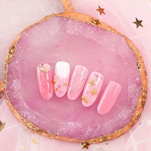 Nail Palette Resin Stone Plate Nail Gel Display Nail Polish Mixing Palette Agate Gold Edge Nail Painting Manicure Showing Shelf