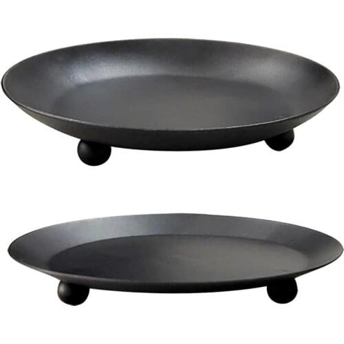 Candle Tray Simple Assembly Candles Stand Candlestick Rack Reate Atmosphere It Is Not Easy To Shake Decorative 3Pcs Black Iron
