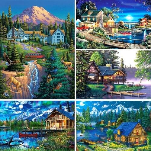 Full Square Round Diamond Art Painting Landscape Rhinestone Embroidery 5D Diy Mosaic Handmade Wall Pictures for Home Decoration