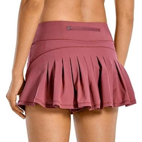 Simple Summer Solid Color Comfortable Culottes with Pocket Polyester Comfort Stretch Tennis Sports Mini Skirts for Running