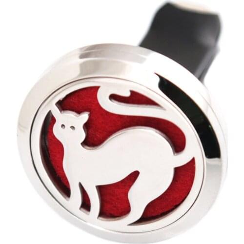 Cute Cat 30mm Diffuser 316 Stainless Steel Car Aroma Locket Essential Oil Car Diffuser Locket Free 50Pcs Pads