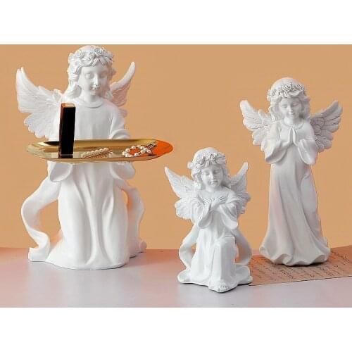 Nordic Cute Resin Angel Storage Tray Ornaments Hotel Store Cafe Furnishing Decoration Home Livingroom Desktop Sculpture Crafts