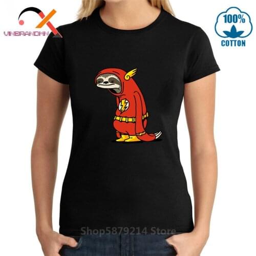 Funny Sloth The Flash T Shirts Women The Neutral T-Shirt Super Red Sloth Hero Tshirt Harajuku Tops Pure Cotton Tees Camisetas