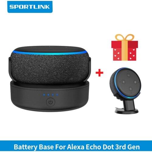 Sportlink Mini Battery Base Stand for Amazon Echo Dot 3rd Generation Alexa Speaker Wireless Charging Portable Power Bank Holder