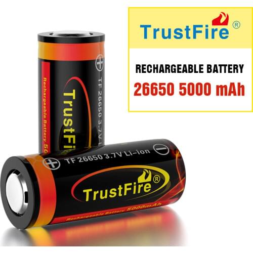 TrustFire 26650 5000mAh Lithium 3.7V Rechargeable Battery High Capacity Protected Suitable For Flashlight