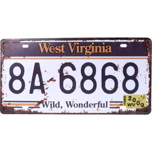 30x16cm Vintage Metal Tin Signs Route 66 Car Number License Plate Plaque Poster Bar Club Wall Garage Home Decoration