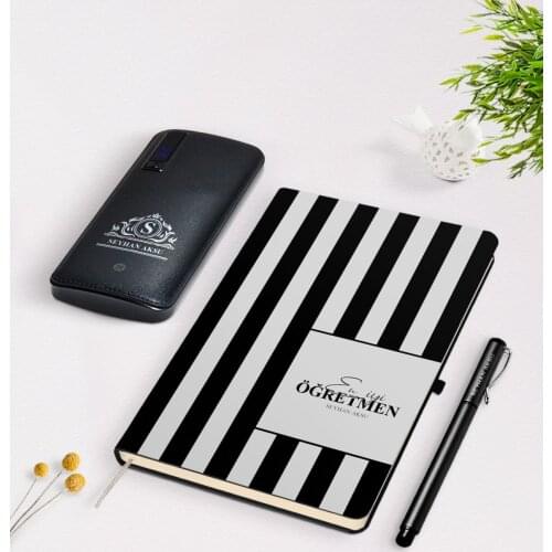 Personalized Best Teacher Black Notebook Pen 12.000 Mah Powerbank Gift Seti-16