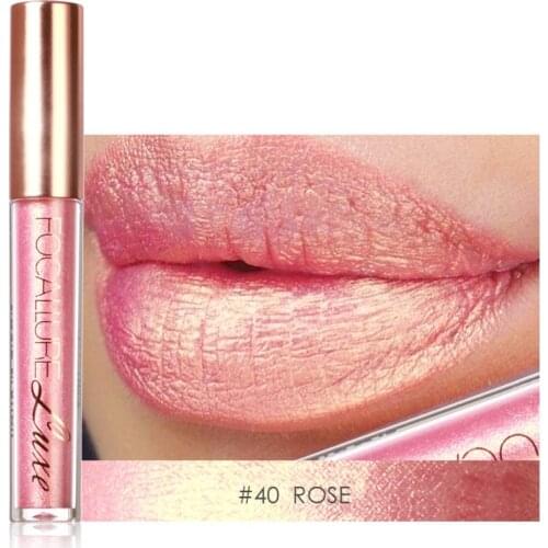Focallure high shimmer liquid lipstick waterproof long lasting gold brown glitter lip gloss diamond surface lip tint FA24L
