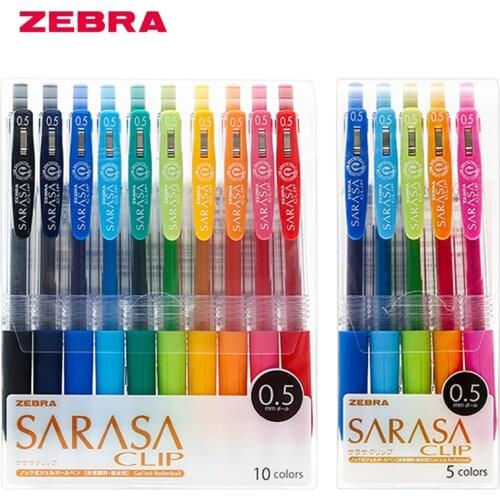 Japan Zebra JJ15 SARASA Colorful Gel Pen 3/5/10 Color Set 0.5mm Large Capacity Anti-fatigue Rubber Pen Grip Gel Pen